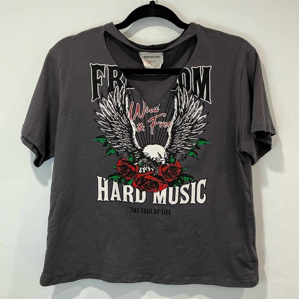 American Rebel Freedom Eagle Roses Hard Music The Soul of Life Tee